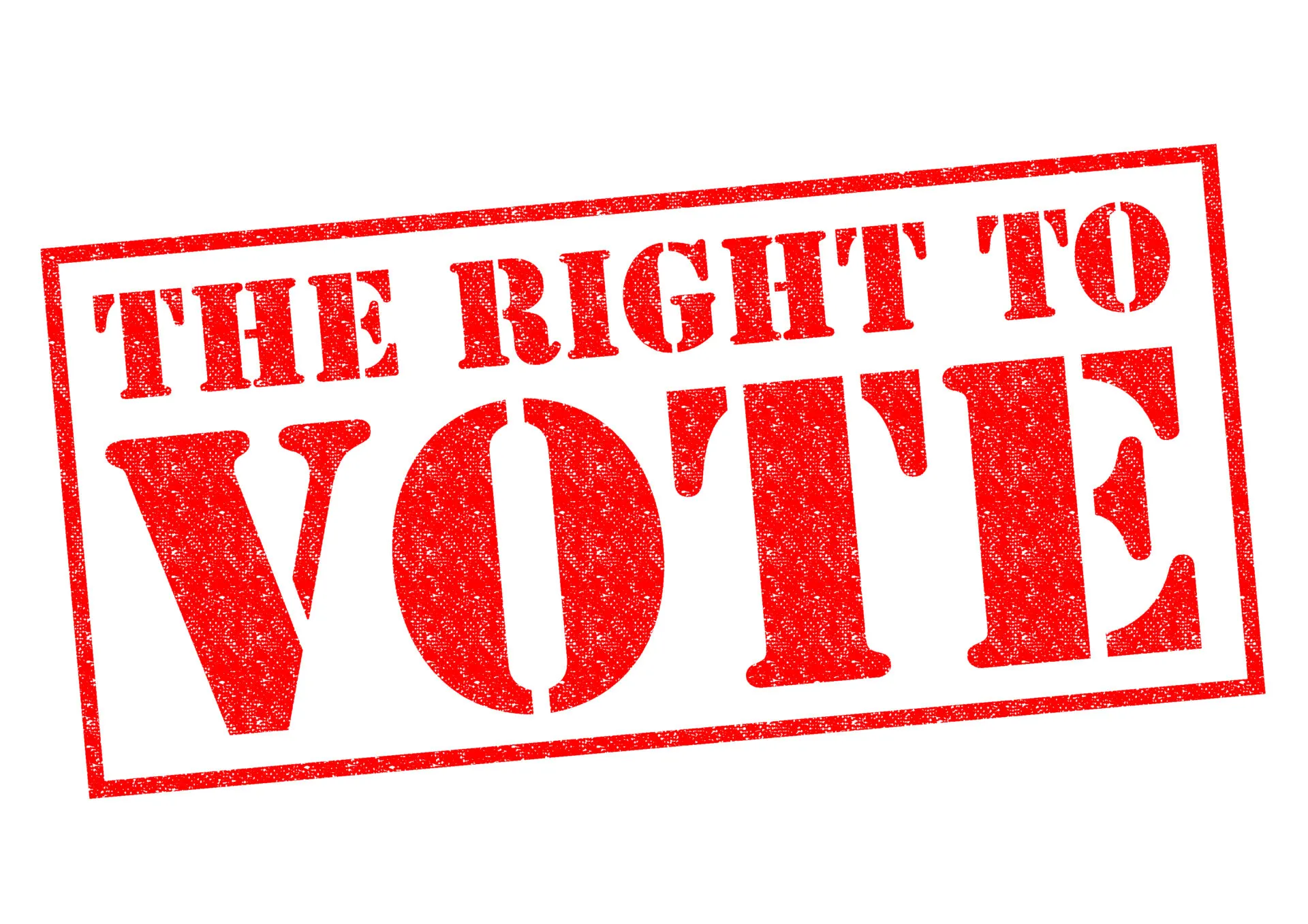 The,Right,To,Vote,Red,Rubber,Stamp,Over,A,White
