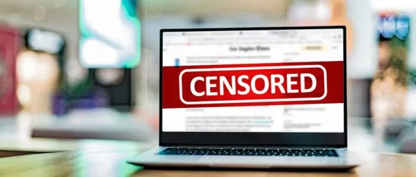 Laptop,Computer,Displaying,The,Sign,Of,Censorship,On,An,Internet