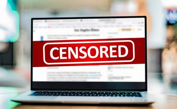 Laptop,Computer,Displaying,The,Sign,Of,Censorship,On,An,Internet