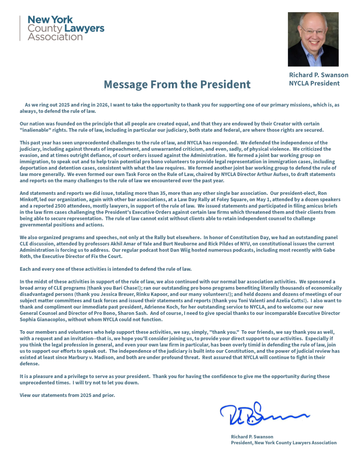 President's Letter