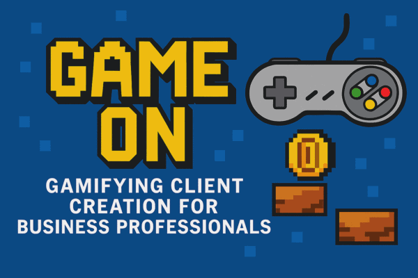Video game-inspired graphic with controller, coins, and bricks for client creati.