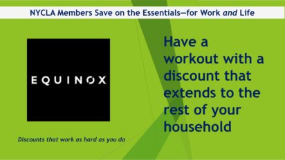NYCLA member benefits for work and life with Equinox discount.